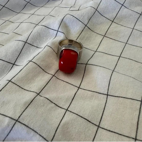 Taxco sterling silver coral ring - Picture 5 of 7